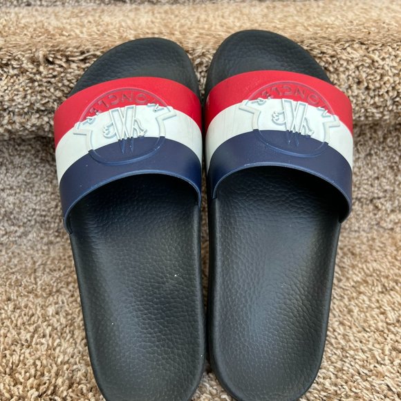 MONCLER Men's Rubber Colorblock Pattern Slides- - Picture 1 of 15